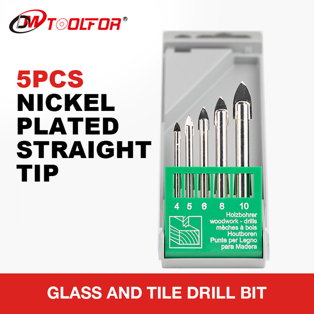 Chrome-Coated Hex Shank Glass Drill Bits