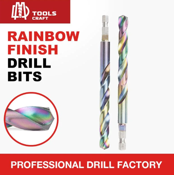 HSS Fully Ground Hex Shank Rainbow Finish Twist Drill Bits