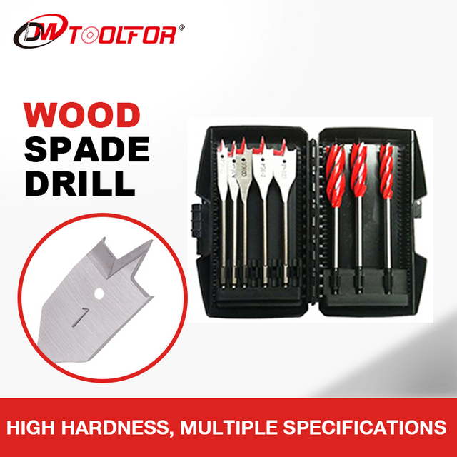 Spade Flat Wood Drill Bit Set in Wallet Core Bit for Wood