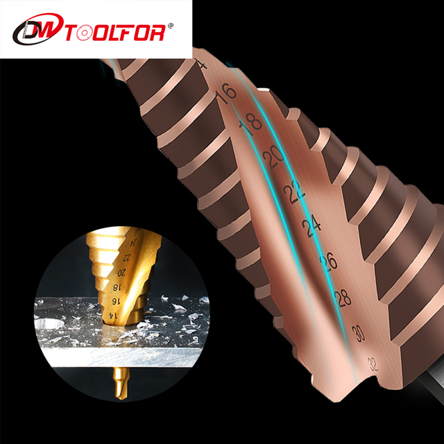 Electric Power Tools 6PCS Step Drill Bits Set Titanium Coating Hss Step Drills Bit Set for Metal Drilling
