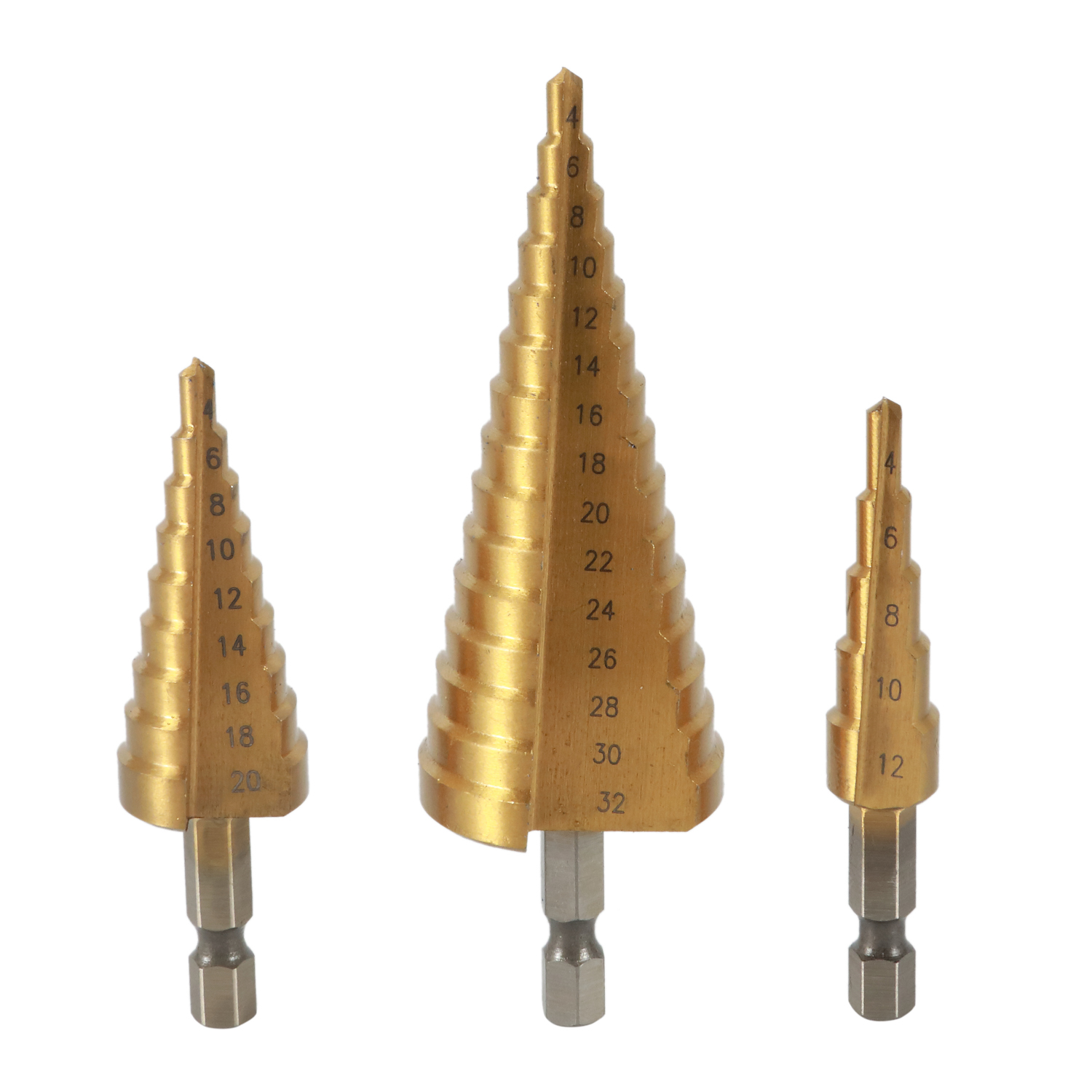 TIN Coated HSS Step Drill Bit HSS Hex Shank Step Drill Bit for Metal Driling