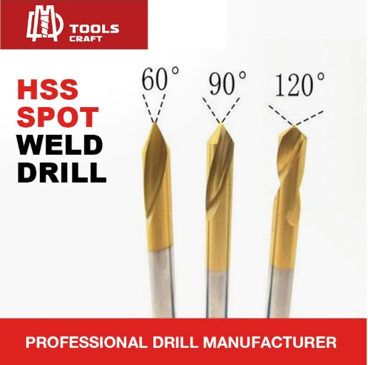 Durable High Speed Steel Fully Ground Round Shank Spot Weld Drill Bits for Metal Drilling