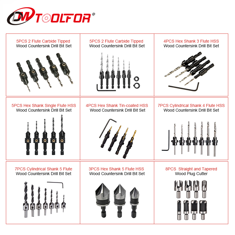 4PCS Polit Drill Quick Change Shank Wood Countersink Drill Bits for Wood Drilling Use Wood Drilling