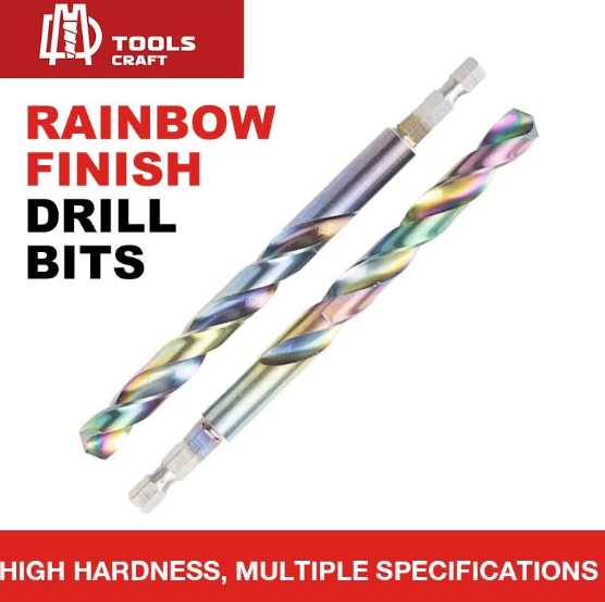 HSS Fully Ground Hex Shank Rainbow Finish Twist Drill Bits